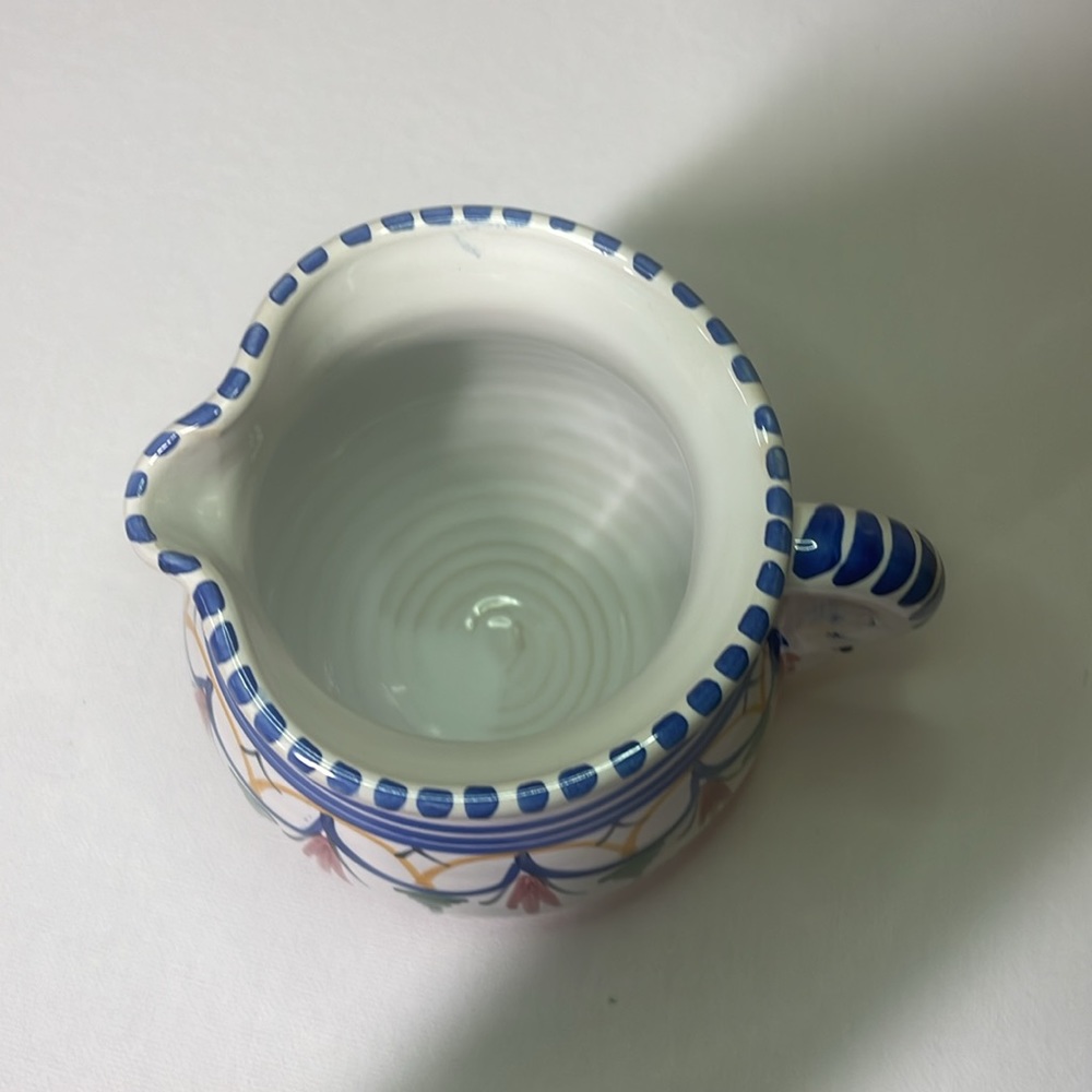 De La Cal Barriera Puente Spanish Art Pottery Pitcher # 58 4.5" Hand Painted - Picture 4 of 6